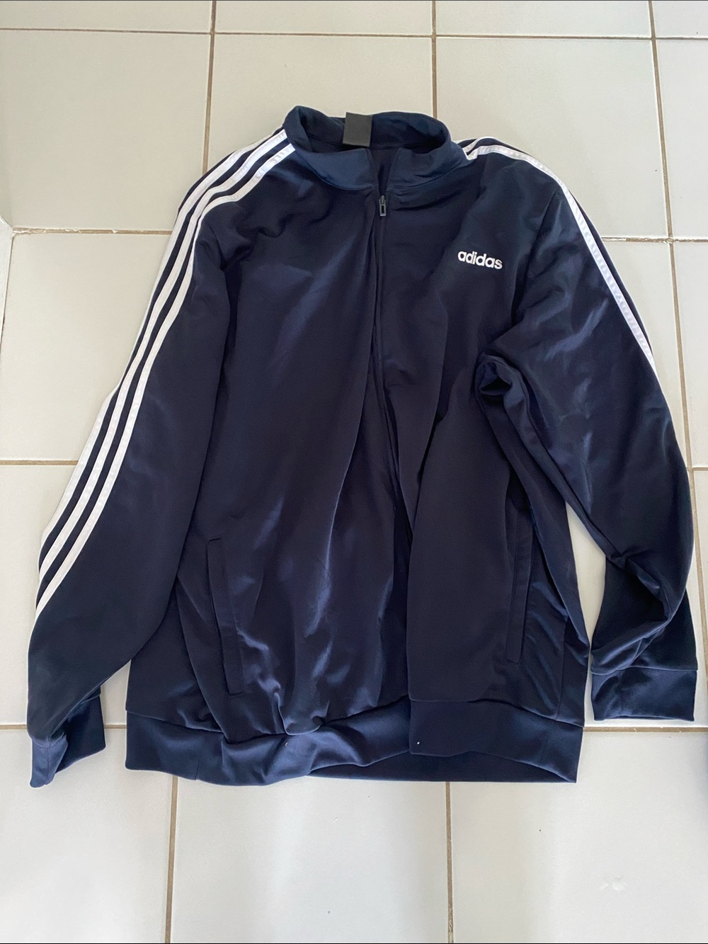 adidas Navy Track Jacket with White Shoulder Stripes